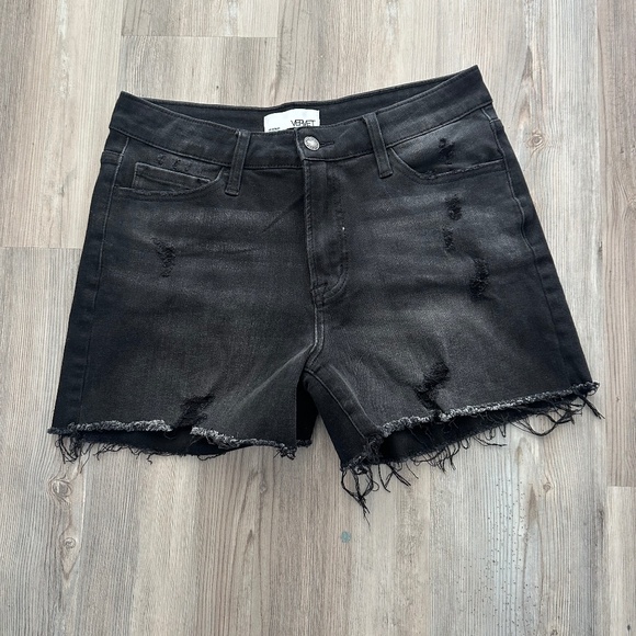 Vervet Black Denim Distressed Shorts Large - Picture 1 of 2